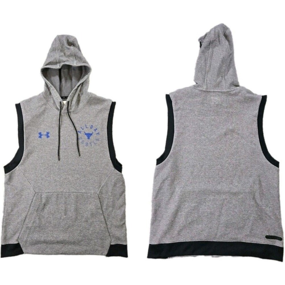Under Armour Project Rock Sleeveless Hoodie Mens Large Gray Athletic Performance